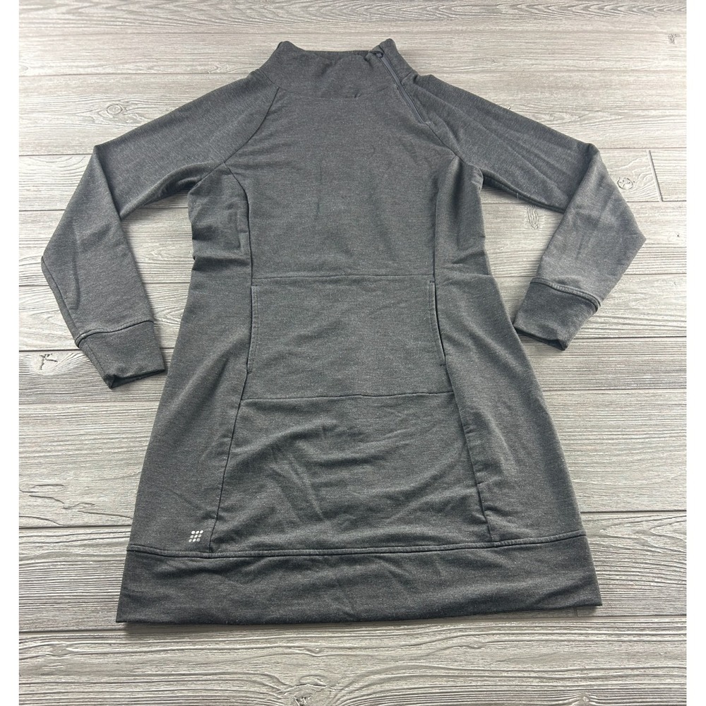 Women’s Title Nine Guthrie Dress Small Gray French Terry Mock Neck Travel Dress